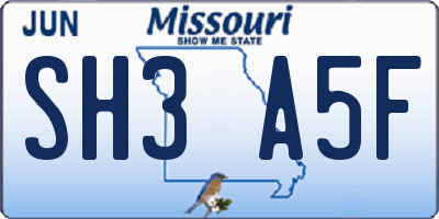 MO license plate SH3A5F