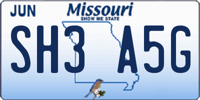 MO license plate SH3A5G