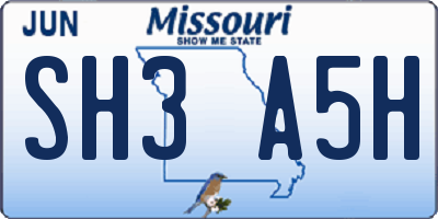 MO license plate SH3A5H