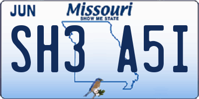 MO license plate SH3A5I
