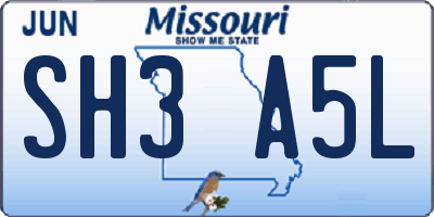 MO license plate SH3A5L