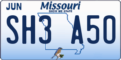 MO license plate SH3A5O
