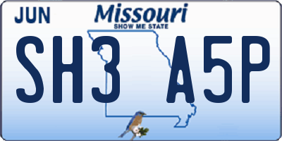 MO license plate SH3A5P