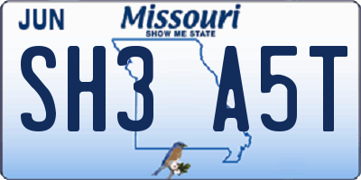 MO license plate SH3A5T