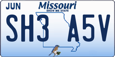 MO license plate SH3A5V