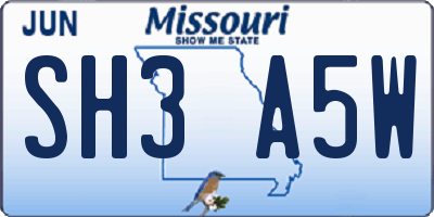 MO license plate SH3A5W