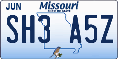 MO license plate SH3A5Z