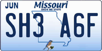 MO license plate SH3A6F