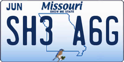 MO license plate SH3A6G