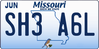 MO license plate SH3A6L