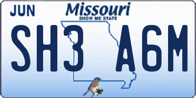 MO license plate SH3A6M