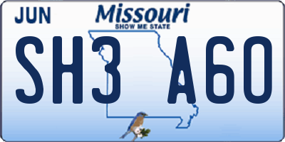 MO license plate SH3A6O