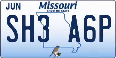 MO license plate SH3A6P