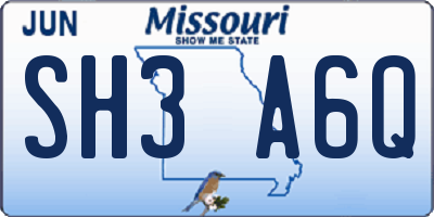 MO license plate SH3A6Q