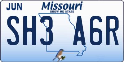 MO license plate SH3A6R