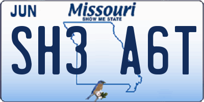 MO license plate SH3A6T