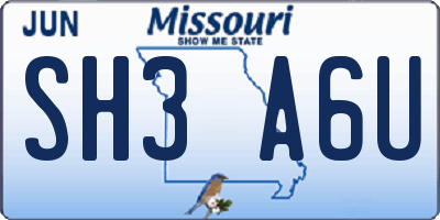 MO license plate SH3A6U