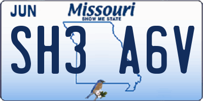 MO license plate SH3A6V