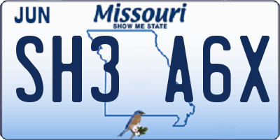 MO license plate SH3A6X
