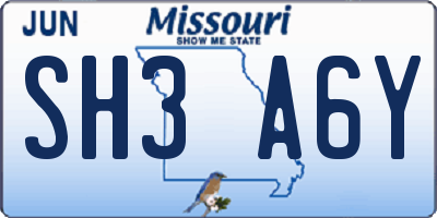 MO license plate SH3A6Y