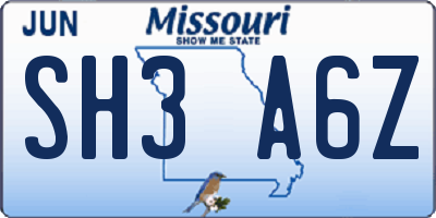 MO license plate SH3A6Z
