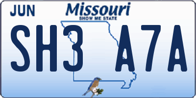 MO license plate SH3A7A