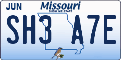 MO license plate SH3A7E