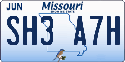 MO license plate SH3A7H