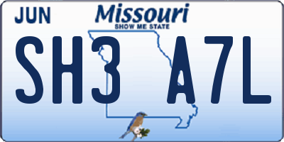 MO license plate SH3A7L