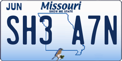 MO license plate SH3A7N