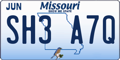 MO license plate SH3A7Q