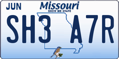 MO license plate SH3A7R