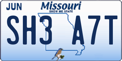 MO license plate SH3A7T