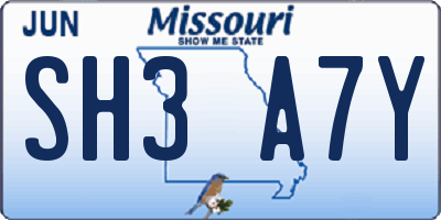MO license plate SH3A7Y