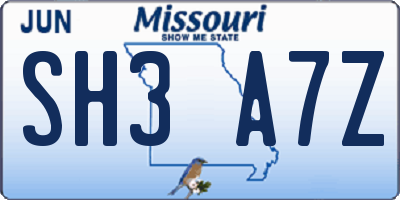 MO license plate SH3A7Z