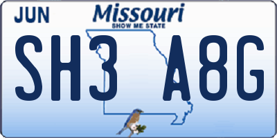 MO license plate SH3A8G