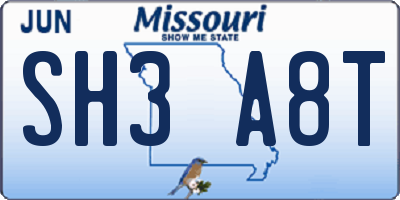 MO license plate SH3A8T
