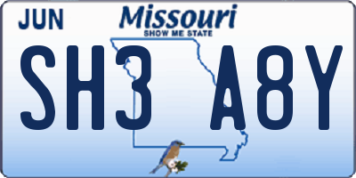 MO license plate SH3A8Y