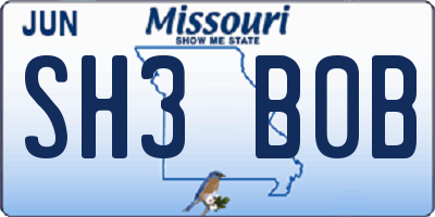 MO license plate SH3B0B