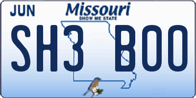 MO license plate SH3B0O