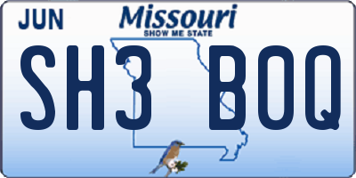 MO license plate SH3B0Q
