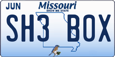 MO license plate SH3B0X