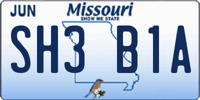 MO license plate SH3B1A