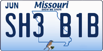 MO license plate SH3B1B