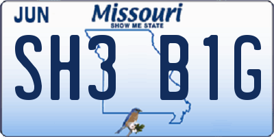MO license plate SH3B1G