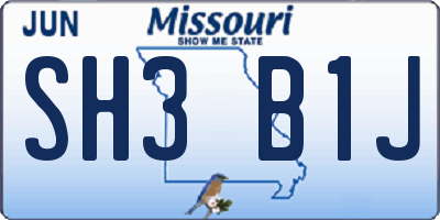 MO license plate SH3B1J