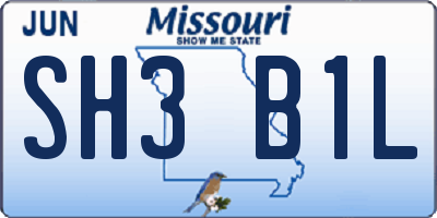 MO license plate SH3B1L