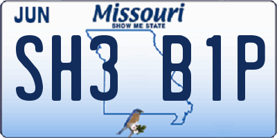 MO license plate SH3B1P