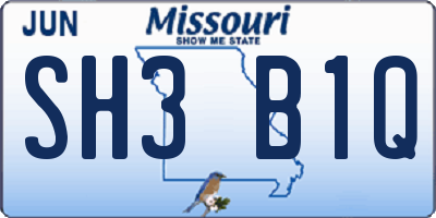 MO license plate SH3B1Q