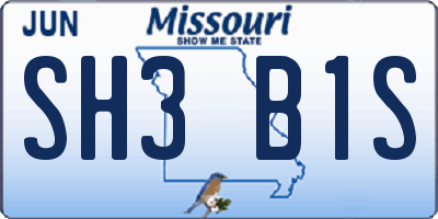 MO license plate SH3B1S